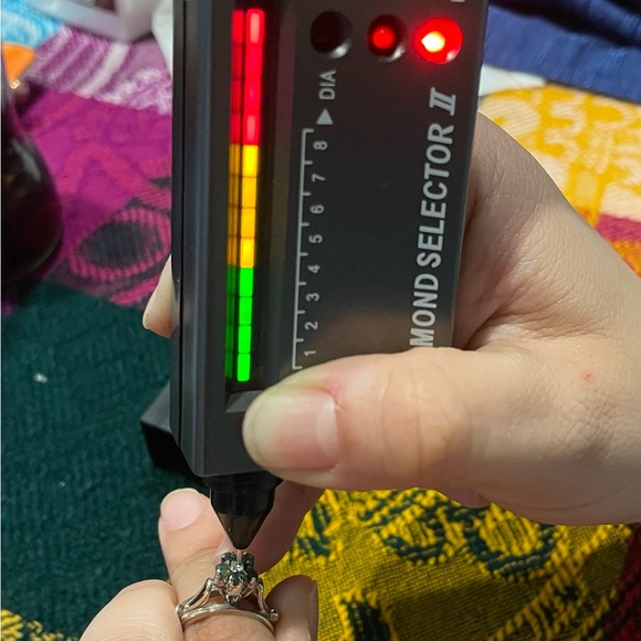 Vintage/Antique High Prong Diamond and Green Flower Solid 10k White Gold Ring - Picture 16 of 16